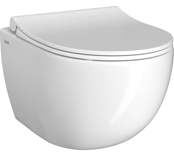 Комплект Vitra L-Box Sento Rim-Ex подвесной безободковый унитаз с тонким сиденьем с микролифтом, инсталляцией и клавишей смыва Root Round глянцевый хром 9830B003-7212