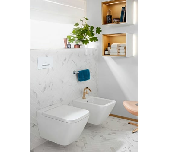 Подвесное биде Villeroy & Boch Finion шгв 375x560x315 CeramicPlus цвет-альпийский белый 446500R1