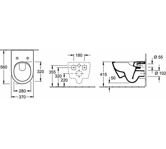 Подвесной унитаз Villeroy & Boch Subway 2.0 шгв 370x560x415 цвет-альпийский белый 5614R001
