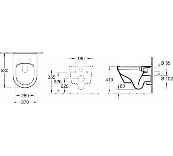 Подвесной унитаз Villeroy & Boch Architectura шгв 370x530x330 CeramicPlus цвет-альп.бел. 5684HRR1