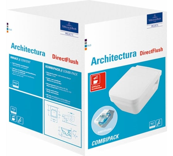 Подвесной унитаз Villeroy & Boch Architectura шгв 370x530x320 цвет-альпийский белый 5685HR01