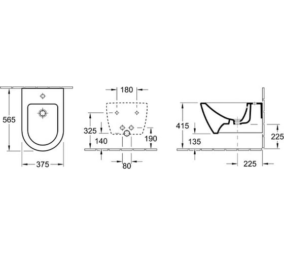 Подвесное биде Villeroy & Boch Subway 2.0 шгв 375x565x280 цвет биде-альпийский белый 54000001