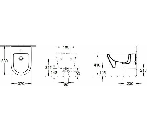 Подвесное биде Villeroy & Boch Architectura шгв 370x530x265 цвет-альпийский белый 54840001