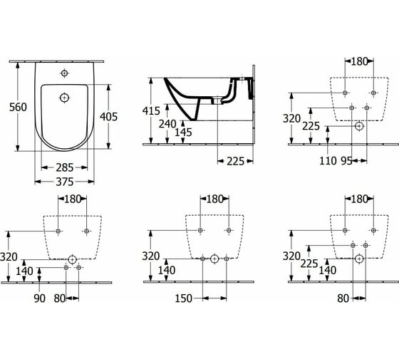Подвесное биде Villeroy & Boch Subway 3.0 шгв 375x560x270 цвет-альпийский белый 44700001