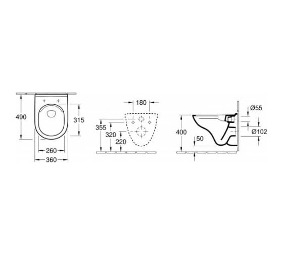 Подвесной унитаз Villeroy & Boch O'Novo шгв 360x490x350 цвет-альпийский белый 5688HR01