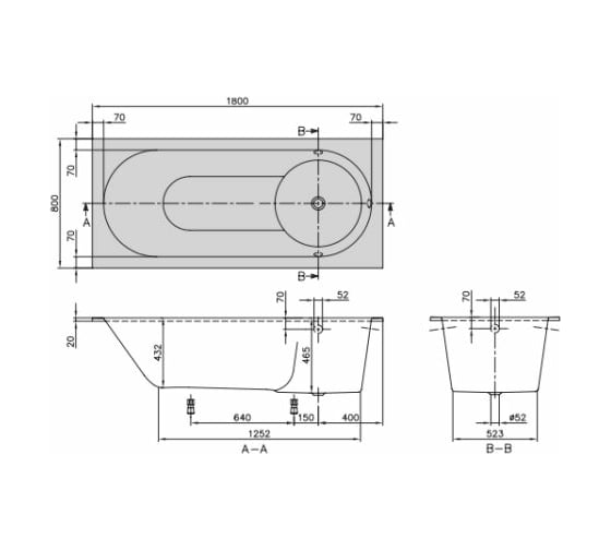 Ванна Villeroy & Boch Libra шгв 1800x800x465 цвет-белый UBQ180LIB2V-01