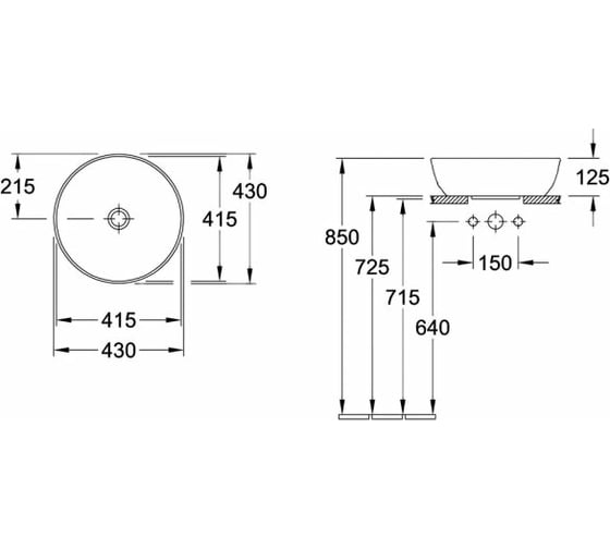 Раковина Villeroy & Boch Artis 430x430x125, CeramicPlus, альпийский белый 417943R1