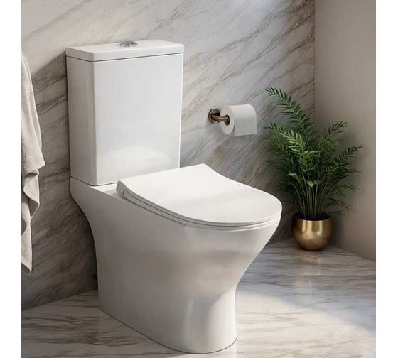 Унитаз-компакт напольный Cerutti SPA Ceruttispa BERNINA Tornado белый, безободковый, сиденье с микролифтом 10815