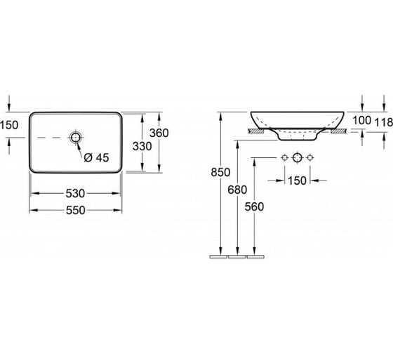 Раковина Villeroy & Boch Venticello шг 550x360 цвет-альпийский белый 41135501