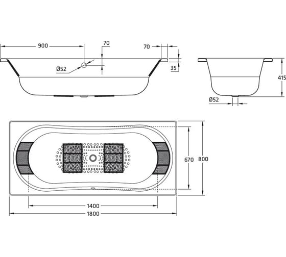 Стальная ванна BLB DUO COMFORT HG 180х80, без отверстий для ручек B80D