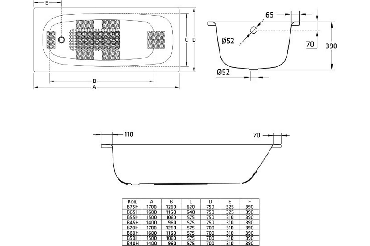 Стальная Ванна Blb Universal B50h 150x70 Купить