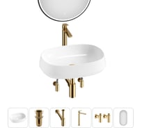 Комплект 6 в 1 Wellsee Bathroom Sink накладная раковина 54x41 см, состоит из 3331110 20219419R