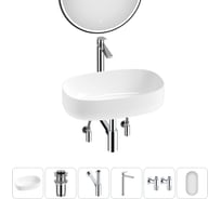 Комплект 6 в 1 Wellsee Bathroom Sink накладная раковина 55x35 см, состоит из 3331112 20219497R