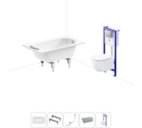 Комплект 5 в 1 Sanitana Europa 2.2 мм, стальная ванна 105x70 см, см, с инсталляцией и подвесным унитазом BLB 20220757R