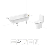 Комплект 5 в 1 Sanitana Europa 2.2 мм, стальная ванна 170x70 см, с напольным унитазом BLB 20220664R