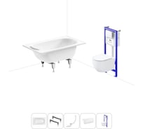 Комплект 5 в 1 Sanitana Europa 2.2 мм, стальная ванна 120x70 см, с инсталляцией и подвесным унитазом BLB 20220766R