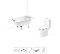 Комплект 5 в 1 Sanitana Europa 2.2 мм, стальная ванна 120x70 см, с напольным унитазом BLB 20220581R