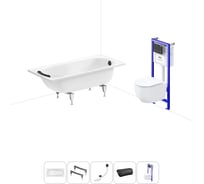 Комплект 5 в 1 Sanitana Europa 2.2 мм, стальная ванна 150x70 см, с инсталляцией и подвесным унитазом BLB 20220791R