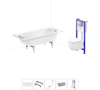 Комплект 5 в 1 Sanitana Europa 2.2 мм, стальная ванна 160x70 см, с инсталляцией и подвесным унитазом BLB 20220797R
