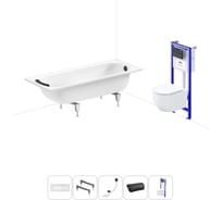 Комплект 5 в 1 Sanitana Europa 2.2 мм, стальная ванна 170x75 см, с инсталляцией и подвесным унитазом BLB 20220815R