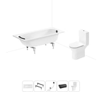 Комплект 5 в 1 Sanitana Europa 2.2 мм, стальная ванна 160x70 см, с напольным унитазом BLB 20220647R