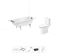 Комплект 5 в 1 Sanitana Europa 2.2 мм, стальная ванна 150x70 см, с напольным унитазом BLB 20220631R