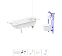 Комплект 5 в 1 Sanitana Europa 2.2 мм, стальная ванна 170x70 см, с инсталляцией и подвесным унитазом BLB 20220808R