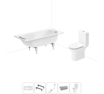 Комплект 5 в 1 Sanitana Europa 2.2 мм, стальная ванна 150x70 см, с напольным унитазом BLB 20220629R