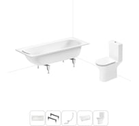 Комплект 5 в 1 Sanitana Europa 2.2 мм, стальная ванна 170x70 см, с напольным унитазом BLB 20220662R