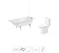 Комплект 5 в 1 Sanitana Europa 2.2 мм, стальная ванна 150x70 см, с напольным унитазом BLB 20220632R