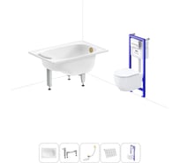 Комплект 5 в 1 Sanitana Europa Mini стальная ванна 105x70 см, с инсталляцией и подвесным BLB 20220752R