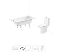 Комплект 5 в 1 Sanitana Europa 2.2 мм, стальная ванна 140x70 см, с напольным унитазом BLB 20220614R