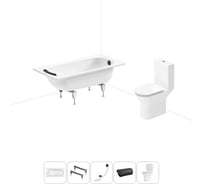 Комплект 5 в 1 Sanitana Europa 2.2 мм, стальная ванна 140x70 см, с напольным унитазом BLB 20220615R