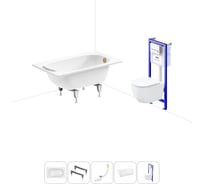 Комплект 5 в 1 Sanitana Europa 2.2 мм, стальная ванна 105x70 см, см, с инсталляцией и подвесным унитазом BLB 20220760R