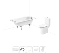 Комплект 5 в 1 Sanitana Europa 2.2 мм, стальная ванна 130x70 см, с напольным унитазом BLB 20220600R
