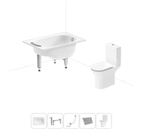 Комплект 5 в 1 Sanitana Europa Mini стальная ванна 105x70 см, с напольным унитазом (состо BLB 20220549R
