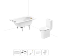 Комплект 5 в 1 Sanitana Europa 2.2 мм, стальная ванна 105x70 см, см, с напольным унитазом BLB 20220568R