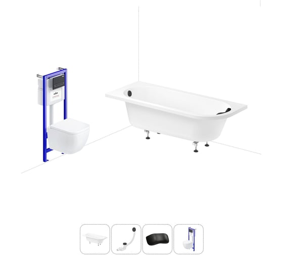 Комплект 5 в 1 Lavinia Boho Art II акриловая ванна 170x72.5 см, с инсталляцией и подвесным ун 20221079R 1