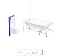 Комплект 5 в 1 Lavinia Boho Catani акриловая ванна 170x80 см, с инсталляцией и подвесным унит 20221098R