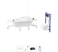 Комплект 5 в 1 Lavinia Boho Bell Pro акриловая ванна 140x95 см, с инсталляцией и подвесным ун 20221179R
