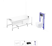 Комплект 5 в 1 Lavinia Boho Bristol акриловая ванна 170x75 см, с инсталляцией и подвесным уни 20221163R