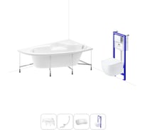 Комплект 5 в 1 Lavinia Boho Bell Pro акриловая ванна 140x95 см, с инсталляцией и подвесным ун 20221178R