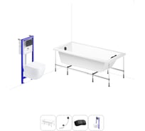 Комплект 5 в 1 Lavinia Boho Catani акриловая ванна 160x80 см, с инсталляцией и подвесным унит 20221091R