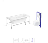 Комплект 5 в 1 Lavinia Boho Evan акриловая ванна 180x80 см, с инсталляцией и подвесным унитаз 20221110R