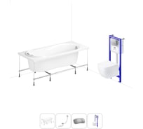 Комплект 5 в 1 Lavinia Boho Easter Pro акриловая ванна 160x70 см, с инсталляцией и подвесным 20221145R