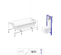 Комплект 5 в 1 Lavinia Boho Catani акриловая ванна 170x80 см, с инсталляцией и подвесным унит 20221101R