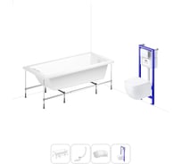 Комплект 5 в 1 Lavinia Boho Element акриловая ванна 170x80 см, с инсталляцией и подвесным уни 20221062R