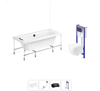 Комплект 5 в 1 Lavinia Boho Evan акриловая ванна 180x80 см, с инсталляцией и подвесным унитаз 20221111R