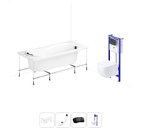 Комплект 5 в 1 Lavinia Boho Easter Pro акриловая ванна 150x70 см, с инсталляцией и подвесным 20221143R