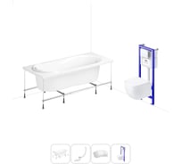 Комплект 5 в 1 Lavinia Boho Easter Pro акриловая ванна 170x75 см, с инсталляцией и подвесным 20221150R